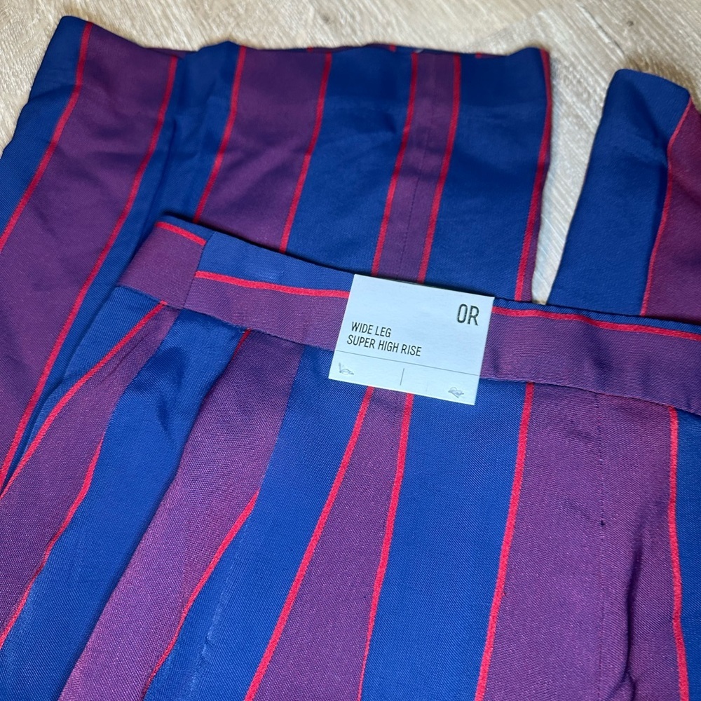 Express Striped Wide Leg Pants Super High Rise Long Inseam Size 0R - Picture 3 of 6